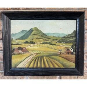 Vintage Framed Sand Art Landscape Original Painting Artist Signed Folk Art